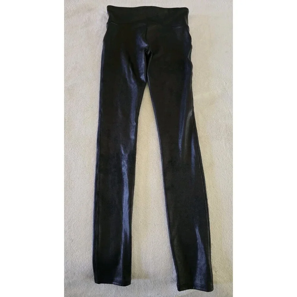 Spanx Womens‎ Faux Leather Leggings Size Small Black High Rise